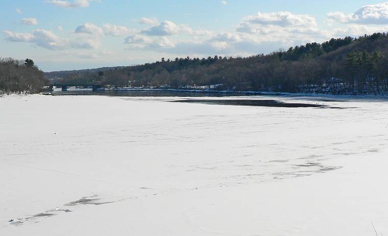 Feb. 27, 2007 - Merrimac, Massachusetts.<br />The frozen Merrimack and the Rocks Village Bridge in the distance.