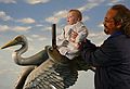 March 25, 2007 - Haverhill, Massachusetts.<br />Open studio showing carousel panels and figures.<br />Matthew riding a great blue heron, with a little help from Carl.