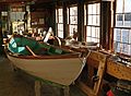April 11, 2007 - Amesbury, Massachusetts.<br />Model boat building class at Lowell's Boat Shop.<br />A real dory in the classroom.
