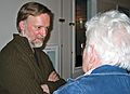 May 12, 2007 - Merrimac Public Library, Massachusetts.<br />Premier of Ron Jones movie "The Rocket".<br />Ron talking to Judy Flynn, one of the race walkers.