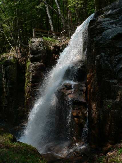 May 25, 2007 - The Flume, Franconia Notch, New Hampshire.<br />45 foot tall Avalanche Falls at the top of the gorge.