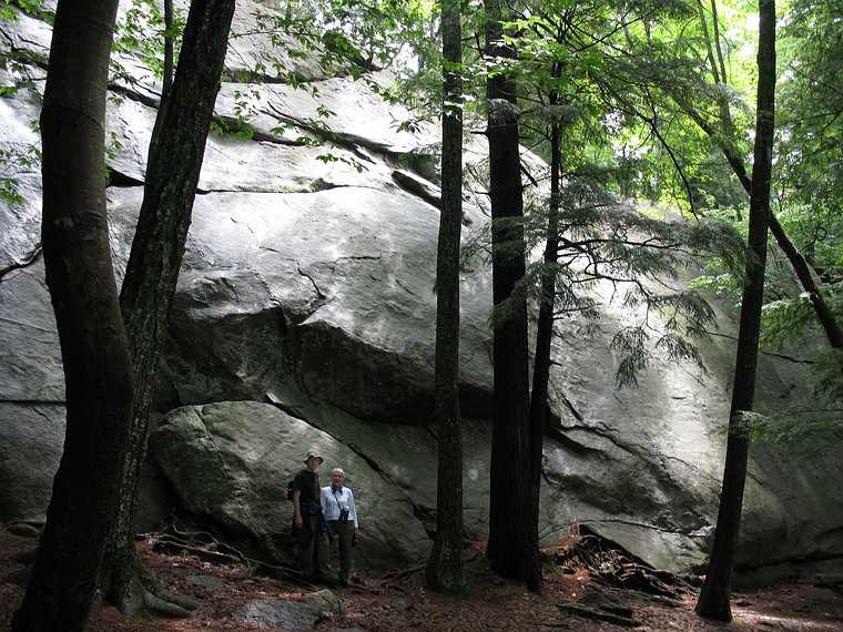 July 10, 2007 - Pawtuckaway State Park, Nottingham, New Hampshire.<br />Ronnie and Baiba at one of the boulders on Boulder Trail.