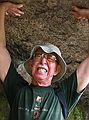 July 10, 2007 - Pawtuckaway State Park, Nottingham, New Hampshire.<br />A crop of the previous photo:<br />is Ronnie trying to lift the boulder rather than just hold it?