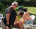 July 11, 2007 - Lawrence, Massachusetts.<br />Baiba and Ronnie visiting Marie's resort.<br />Paul painting Norma's toe nails.