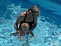 July 22, 2007 - Lawrence, Massachusetts.<br />At Marie's pool to celebrate Holly's birthday.<br />Joyce with Matthew, who loves the water.