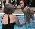 July 22, 2007 - Lawrence, Massachusetts.<br />At Marie's pool to celebrate Holly's birthday.<br />Joyce about to catch Miranda.