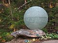 August 4, 2007 - Coastal Maine Botanical Gardens, Boothbay, Maine.<br />Opening reception for Where Nature and Culture Meet - Art in the Garden.<br />Henry Richardson: "Chiseled Orb".