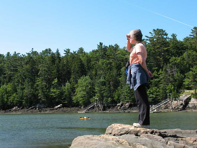 August 5, 2007 - Boothbay Harbor, Maine.<br />Joyce checking out Lobster Cove or Lewis Cove.