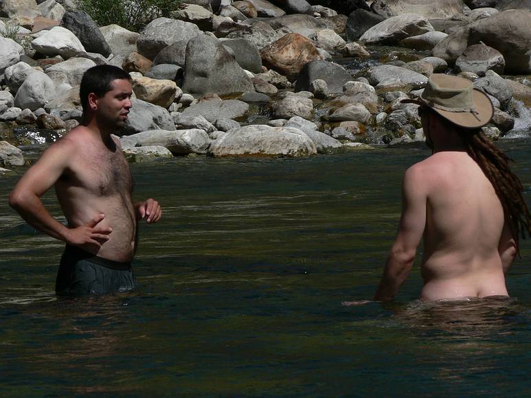 August 12, 2007 - Sequoia National Forest, California.<br />Sati and David, who has dreadlocks that go past his waist.