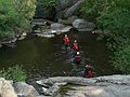 August 15, 2007 - Sequoia National Forest, California.<br />At the canyoneering trip start on Ten Mile Creek.<br />The canyoneering team is off for the day's adventures.