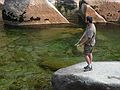 August 16, 2007 - Kings Canyon National Park, California.<br />Sati trying his luck with fishing.