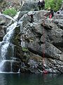 August 17, 2007 - At Marble Falls, Sequoia National Park, California.<br />There goes Curly, whose camera was lowered gently via rope.