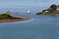 August 19, 2007 - Jenner, California.<br />Sea stacks at the mouth of the Russian River.