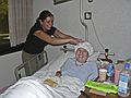 August 21, 2007 - Palm Drive Hospital, Sebastopol, California.<br />Melody giving Joyce a hair wash after her leg operation.