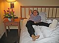 August 23, 2007 - Holiday Inn in Sebastopol, California.<br />Joyce at the hotel with flowers sent to her from her family in Massachusetts.