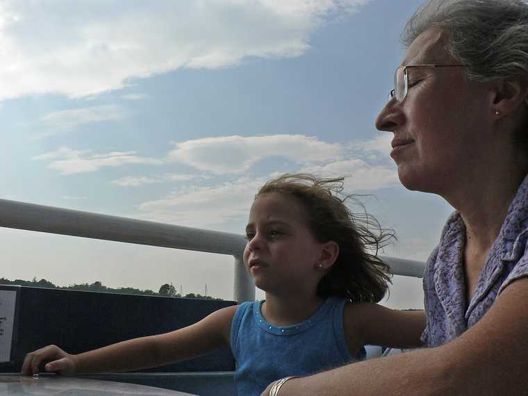 Sept. 8, 2007 - Newburyport, Massachusetts, harbor cruise.<br />Miranda and Joyce in the breeze.