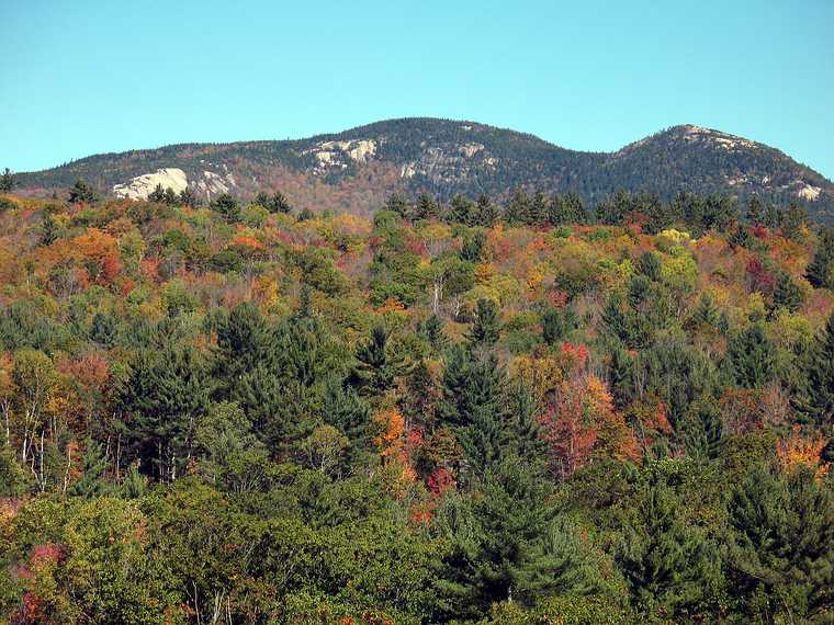 Oct. 13, 2007 - Campton, New Hamshire.<br />At Bill and Carol Hoyt's log cabin.<br />Dickey and Welch peaks as seen from the rear deck.