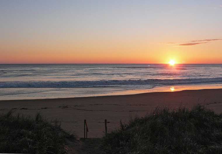 Nov. 4, 2007 - Parker River National Wildlife Refuge, Plum Island, Massachusetts.<br />Sunrise from end of boardwalk off parking lot #3.<br />At 42 46 18.2 N, 70 48 07 W looking East.