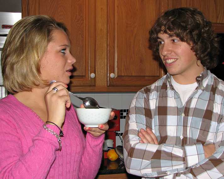 Nov. 22, 2007 - Thanksgiving dinner at Paul and Norma's, Tewksbury, Massachusetts.<br />Sarah and Michael.