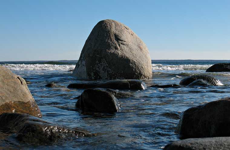 Nov. 28, 2007 - Sandy Point State Reservation, Plum Island, Massachusetts.<br />The rock. A lot of sand has been removed since the 13th.<br />The rocks in the foreground were all under sand.