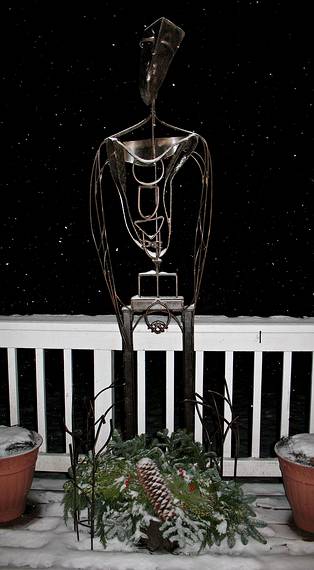 Dec. 10, 2008 - Merrimac, Massachusetts.<br />Joyce's sculpture decorated for Christmas.