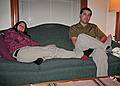 Dec. 25, 2007 - Merrimac, Massachusetts.<br />Melody and Sati relax at the end of a long Christmas day.