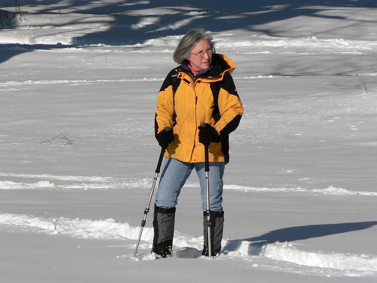 Jan. 15, 2008 - Maudslay State Park, Newburyport, Massachusetts.<br />Joyce on snowshoes.