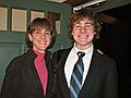 Feb. 23, 2008 - At Oscar and Leslie's in North Andover, Massachusetts.<br />Leslie with Julian, who is heading out to a dance.