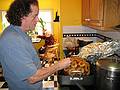 March 23, 2008 - Easter dinner at Paul and Norma's, Tewksbury, Massachusetts.<br />Paul preparing ham provided by Marie.