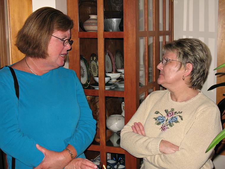 April 13, 2008 - Merrimac, Massachusetts.<br />Joyce's High School class get together.<br />Bunny and Carol.