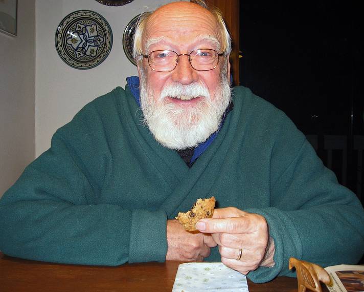 May 5, 2008 - Merrimac, Massachusetts.<br />Joyce's first photo with her new camera: Egils happy eating a cookie.