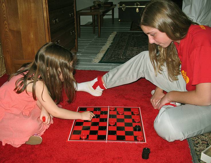 May 11, 2008 - Mothers' Day, Merrimac, Massachusetts.<br />Miranda and Marissa at checkers.