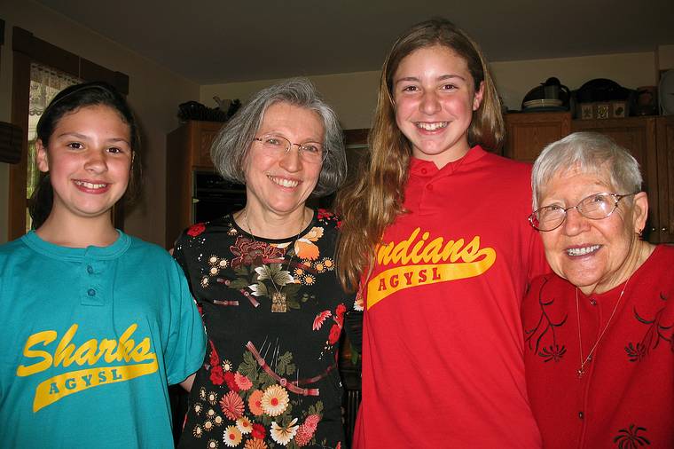 May 11, 2008 - Mothers' Day, Merrimac, Massachusetts.<br />Arianna, Joyce, Marissa, and Marie.<br />Joyce is the girls' aunt and Marie is their grandmother (and Joyce's mother).