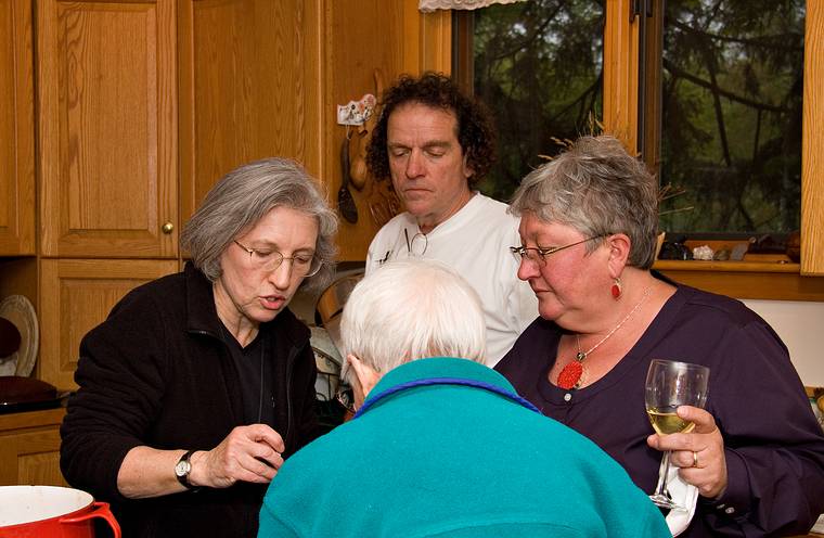 May 16, 2008 - Merrmac, Massachusetts.<br />Paul's birthday and our anniversary celebration.<br />Joyce, Paul, Norma, and the back of Marie's head.