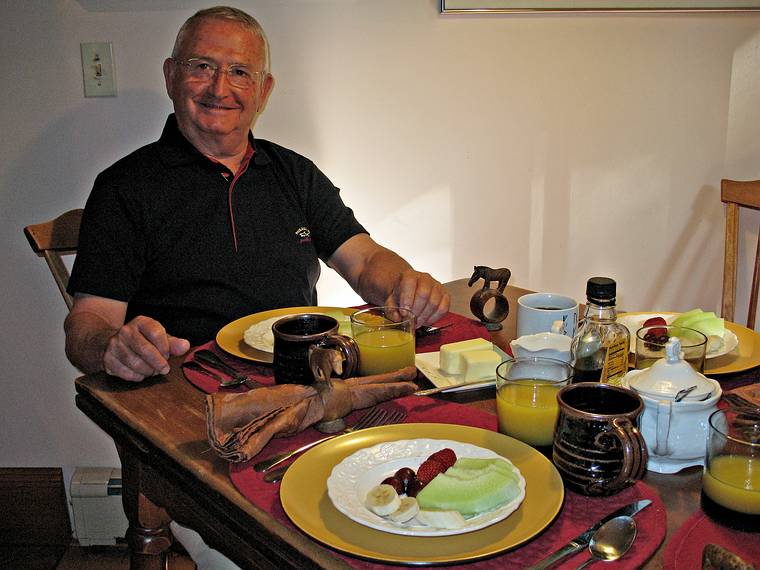 June 11, 2008 - Merrimac, Massachusetts.<br />Salvador at the breakfast table.