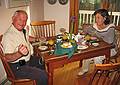 June 13, 2008 - Marrimac, Massachusetts.<br />Salvador and Asuncion at breakfast<br />before heading for Los Angeles and their western adventure.
