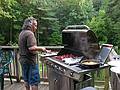 June 29, 2008 - Mendon, Massachusetts.<br />Matthew's 2nd birthday celebration.<br />Carl grilling steak and corn.