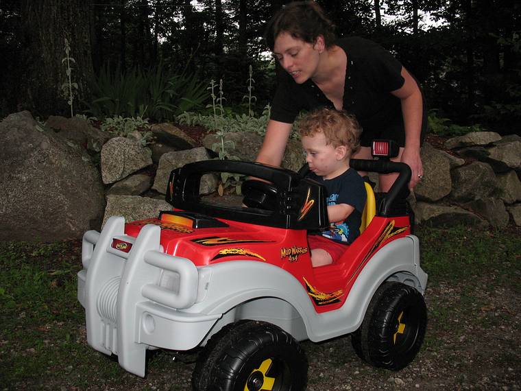 June 29, 2008 - Mendon, Massachusetts.<br />Matthew's 2nd birthday celebration.<br />Holly doing the steering for Matthew.