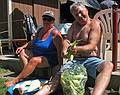 July 13, 2008 - Lawrence, Massachusetts.<br />Norma and Jim shucking the corn.