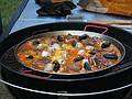 July 13, 2008 - Lawrence, Massachusetts.<br />The making of a Spanish paella (Time-Life: The Cooking of Spain and Portugal).<br />The paella is taking shape.