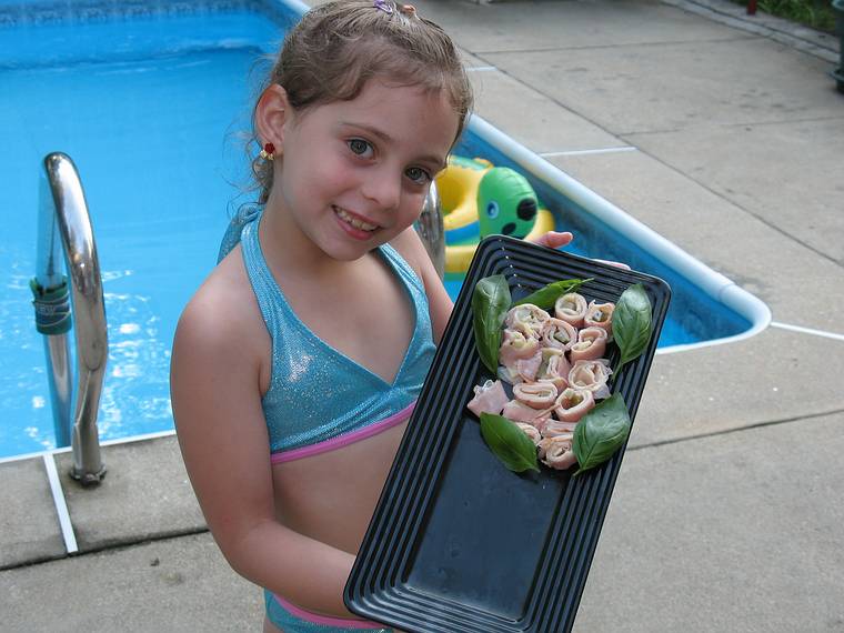 July 17, 2008 - Lawrence, Massachusetts.<br />Miranda showing off hter appetizer arrangement.