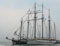 July 20, 2008 - Salisbury Beach State Reservation, Massachusetts.<br />The Mystic with the Essex built 137 foot long tall ship "Roseway" behind it.