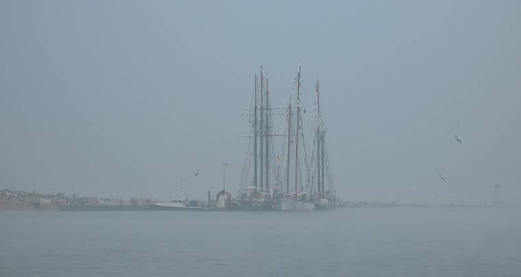 July 20, 2008 - Salisbury Beach State Reservation, Massachusetts.<br />Tall ships moored on the Merrimack River at Salisbury State Park.