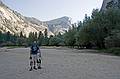 Sept. 4, 2008 - Yosemite National Park, California.<br />Eric and Gujn standing on the bottom of dry Mirror Lake.
