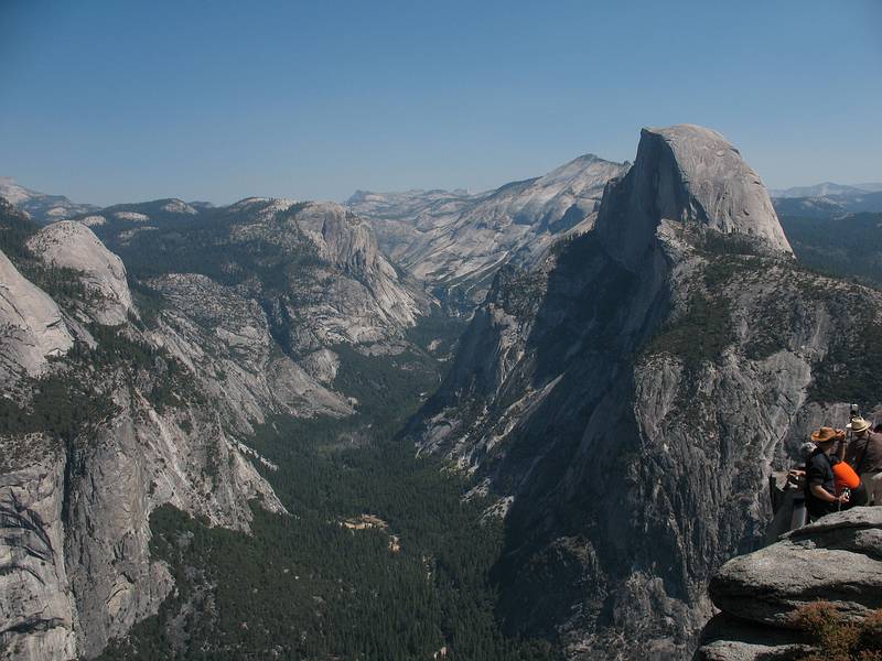 Sept 4, 2008 - Glacier Point, Yosemite National Park, California.<br />Tenaya Canyon. dry Mirror Lake, and Half Dome.