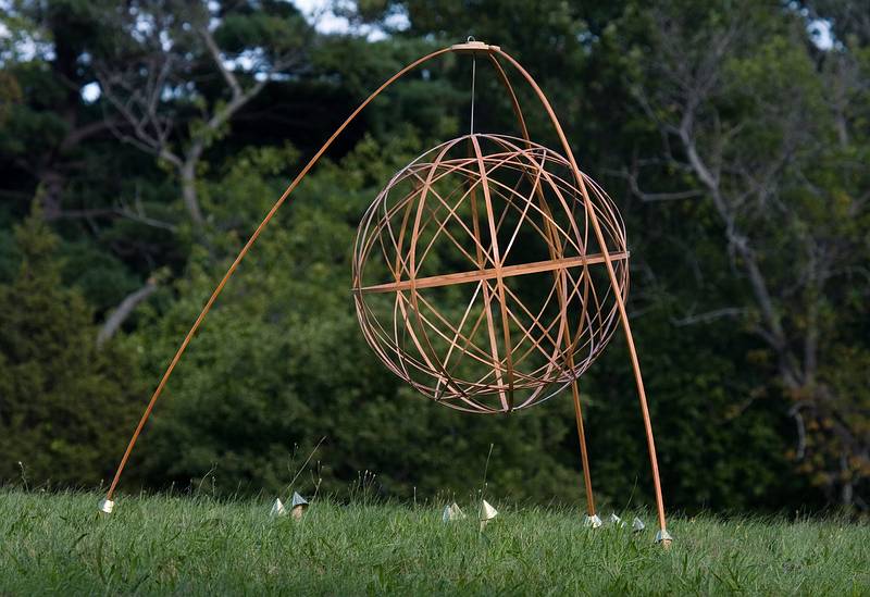 Sept. 15, 2008 - Maudslay State Park, Newburyport, Massachusetts.<br />10th aniversary Outdoor Sculpture Show.<br />Eric Olson's "Harmony of the Spheres", wood, bronze, epoxy, assorted fasteners.