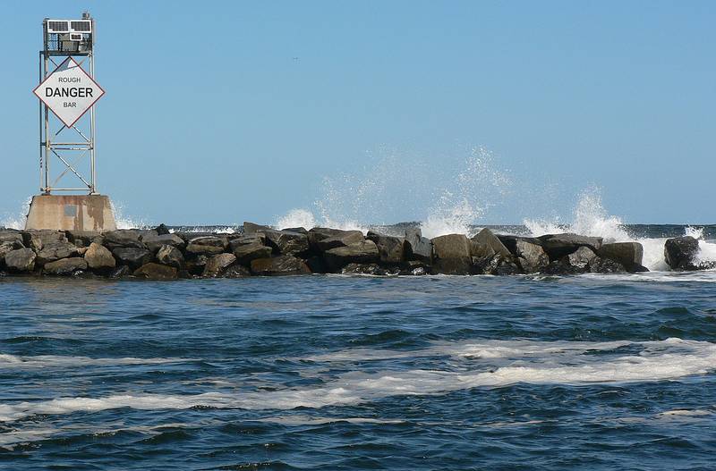 Sept. 19, 2008 - Newburyport, Massachusetts.<br />A few hours of sailing with John H.<br />The north jetty at high tide and it was rough out in the open (both Joyce and I got sick).