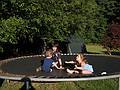 Sept. 20, 2008 - At Tom and Kim's in South Hampton, New Hampshire.<br />Celebrating Eric's birthday and to wish him and Gujn a good trip back home to Iceland.<br />Matthew, Gujn, and Miranda on the trampoline.