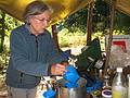 October 4, 2008 - Nickerson State Park, Brewster, Cape Cod, Massachusetts.<br />Joyce cleaning up after breakfast.