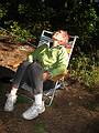 October 4, 2008 - Nickerson State Park, Brewster, Cape Cod, Massachusetts.<br />Deb looking at treetops.